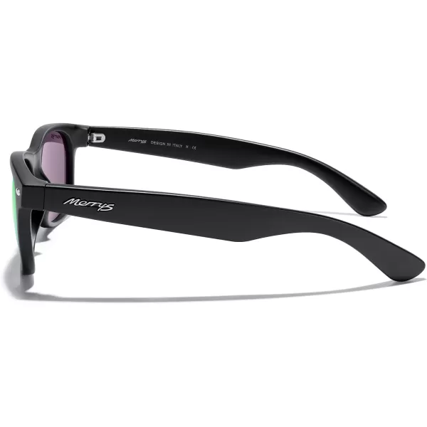 MERRYS Polarized Unisex Shades Sunglasses for Men and Women Vintage Polarized Sun Glasses Mirror LensMatte Black FrameGreen Mirror Lens