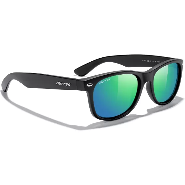 MERRYS Polarized Unisex Shades Sunglasses for Men and Women Vintage Polarized Sun Glasses Mirror LensMatte Black FrameGreen Mirror Lens