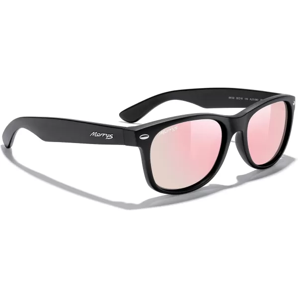 MERRYS Polarized Unisex Shades Sunglasses for Men and Women Vintage Polarized Sun Glasses Mirror LensMatte Black FramePink Mirror Lens