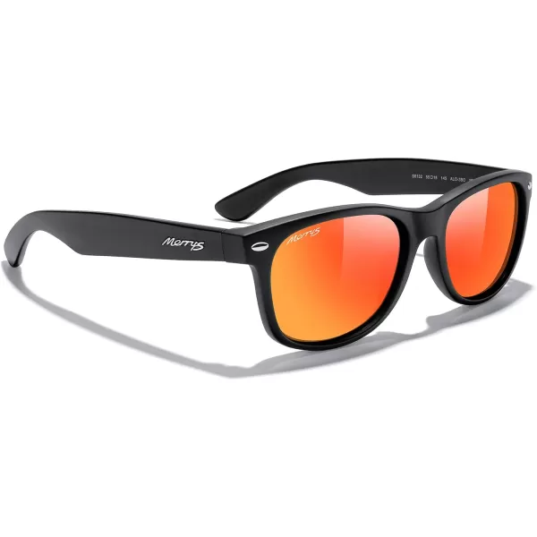 MERRYS Polarized Unisex Shades Sunglasses for Men and Women Vintage Polarized Sun Glasses Mirror LensMatte Black FrameRed Mirror Lens