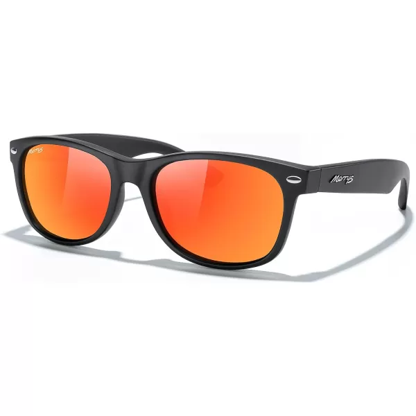 MERRYS Polarized Unisex Shades Sunglasses for Men and Women Vintage Polarized Sun Glasses Mirror LensMatte Black FrameRed Mirror Lens