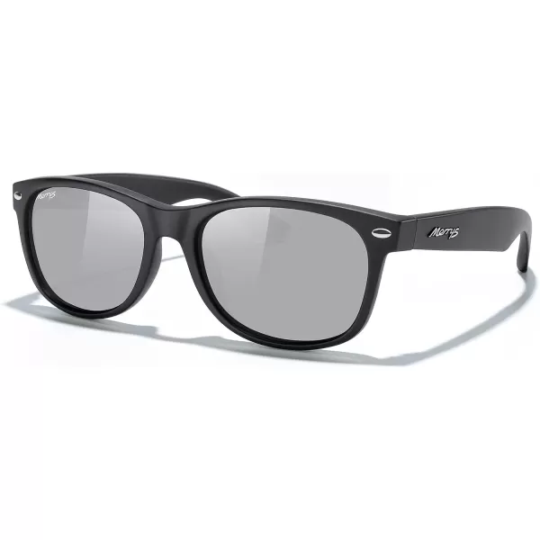 MERRYS Polarized Unisex Shades Sunglasses for Men and Women Vintage Polarized Sun Glasses Mirror LensMatte Black FrameSilver Mirror Lens