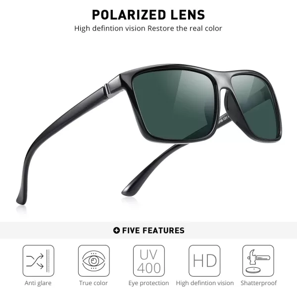 MERRYS Rectangular Polarized Sports Sunglasses for Men Women Cycling Driving Fishing UV400 Protection S8225Black FrameGray MetalG15 Lens