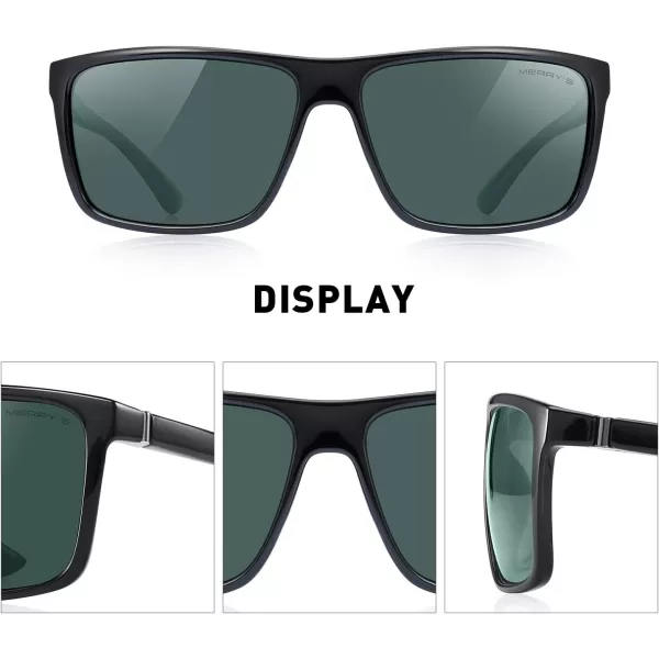 MERRYS Rectangular Polarized Sports Sunglasses for Men Women Cycling Driving Fishing UV400 Protection S8225Black FrameGray MetalG15 Lens