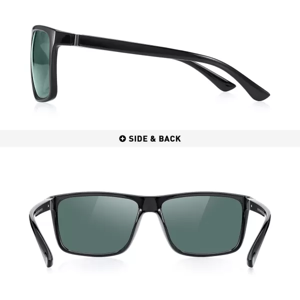 MERRYS Rectangular Polarized Sports Sunglasses for Men Women Cycling Driving Fishing UV400 Protection S8225Black FrameGray MetalG15 Lens