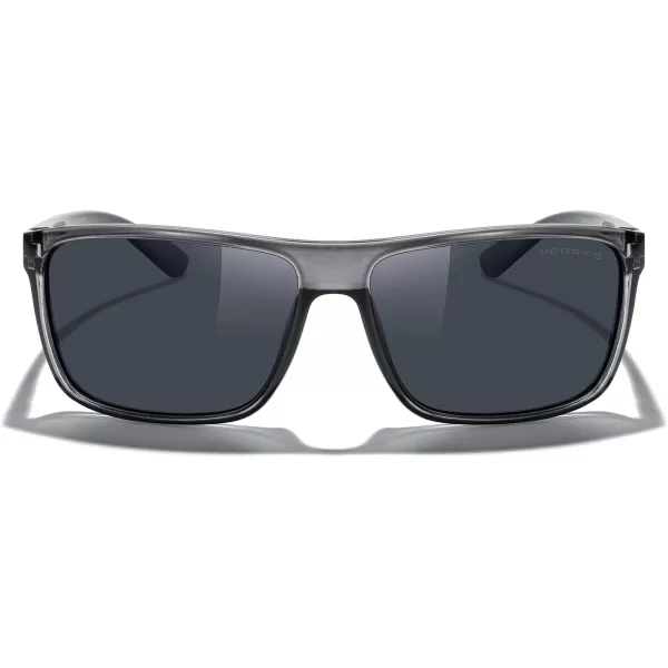MERRYS Rectangular Polarized Sports Sunglasses for Men Women Cycling Driving Fishing UV400 Protection S8225Bright Tra Gray FrameGray MetalBlack Lens