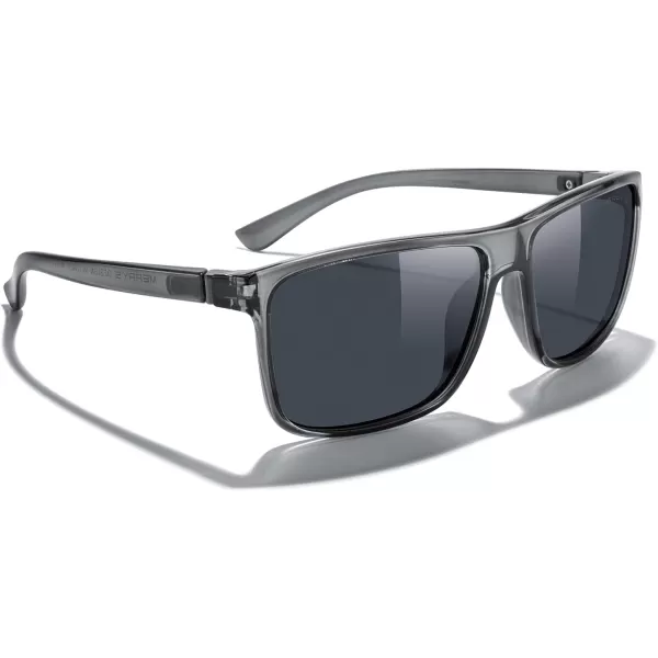 MERRYS Rectangular Polarized Sports Sunglasses for Men Women Cycling Driving Fishing UV400 Protection S8225Bright Tra Gray FrameGray MetalBlack Lens