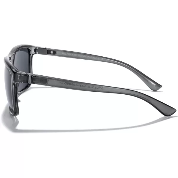 MERRYS Rectangular Polarized Sports Sunglasses for Men Women Cycling Driving Fishing UV400 Protection S8225Bright Tra Gray FrameGray MetalBlack Lens