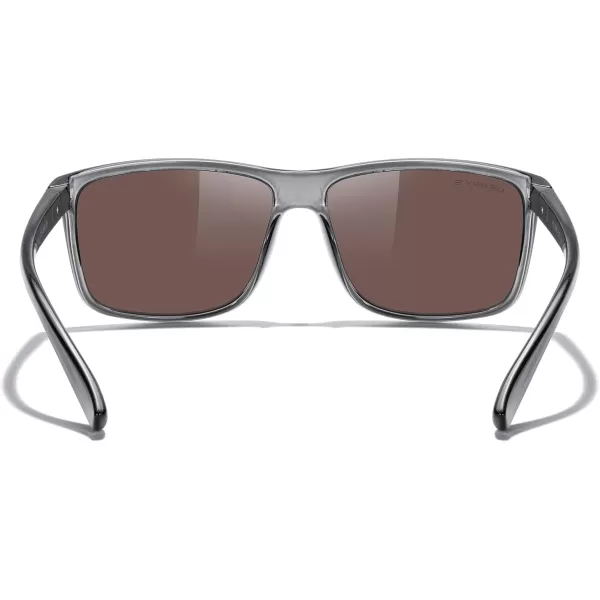 MERRYS Rectangular Polarized Sports Sunglasses for Men Women Cycling Driving Fishing UV400 Protection S8225Bright Tra Gray FrameGray MetalBlue Mirror Lens
