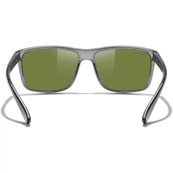 MERRYS Rectangular Polarized Sports Sunglasses for Men Women Cycling Driving Fishing UV400 Protection S8225Bright Tra Gray FrameGray MetalDark Blue Mirror Lens
