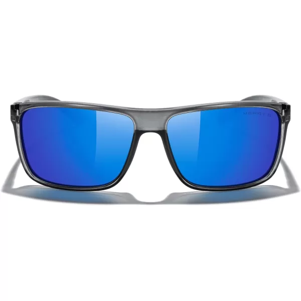 MERRYS Rectangular Polarized Sports Sunglasses for Men Women Cycling Driving Fishing UV400 Protection S8225Bright Tra Gray FrameGray MetalDark Blue Mirror Lens