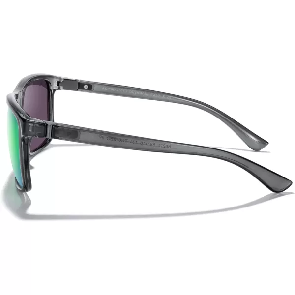 MERRYS Rectangular Polarized Sports Sunglasses for Men Women Cycling Driving Fishing UV400 Protection S8225Bright Tra Gray FrameGray MetalGreen Mirror Lens