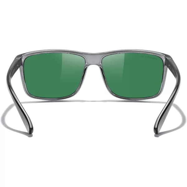 MERRYS Rectangular Polarized Sports Sunglasses for Men Women Cycling Driving Fishing UV400 Protection S8225Bright Tra Gray FrameGray MetalPurple Mirror Lens