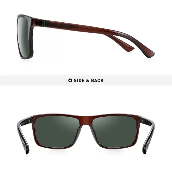 MERRYS Rectangular Polarized Sports Sunglasses for Men Women Cycling Driving Fishing UV400 Protection S8225Brown FrameBrown MetalG15 Lens