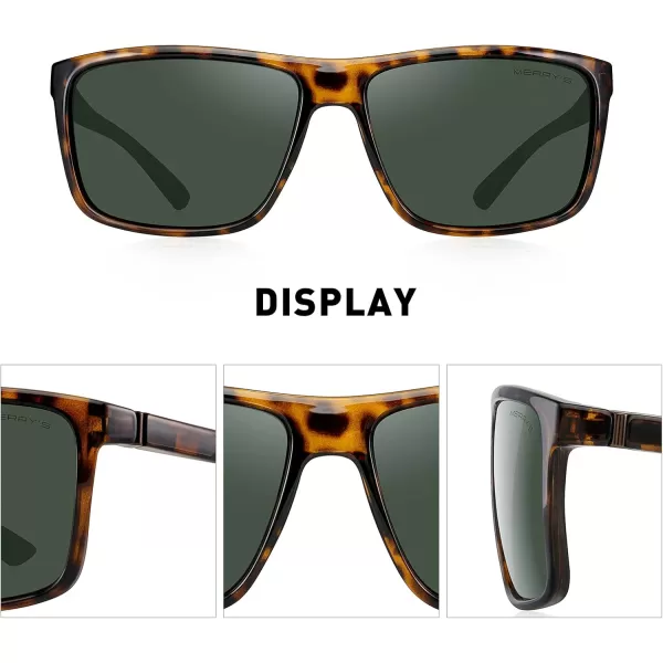 MERRYS Rectangular Polarized Sports Sunglasses for Men Women Cycling Driving Fishing UV400 Protection S8225Leopard FrameBrown MetalG15 Lens
