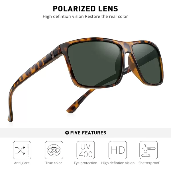 MERRYS Rectangular Polarized Sports Sunglasses for Men Women Cycling Driving Fishing UV400 Protection S8225Leopard FrameBrown MetalG15 Lens