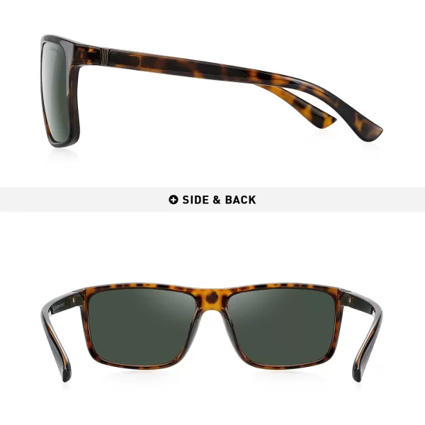 MERRYS Rectangular Polarized Sports Sunglasses for Men Women Cycling Driving Fishing UV400 Protection S8225Leopard FrameBrown MetalG15 Lens