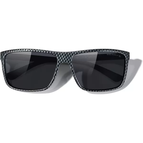 MERRYS Rectangular Polarized Sports Sunglasses for Men Women Cycling Driving Fishing UV400 Protection S8225Limited Black FrameGray MetalBlack Lens