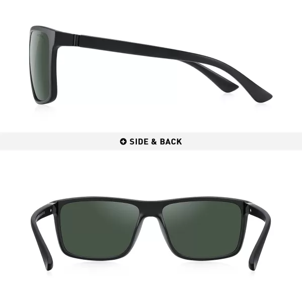 MERRYS Rectangular Polarized Sports Sunglasses for Men Women Cycling Driving Fishing UV400 Protection S8225Matte Black FrameBlack MetalG15 Lens