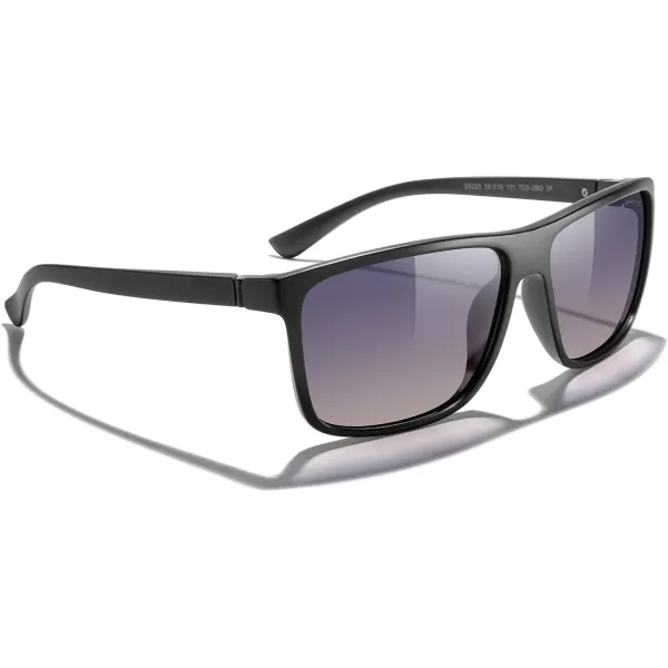 MERRYS Rectangular Polarized Sports Sunglasses for Men Women Cycling Driving Fishing UV400 Protection S8225Matte Black FrameBlack MetalGray Gradient Lens