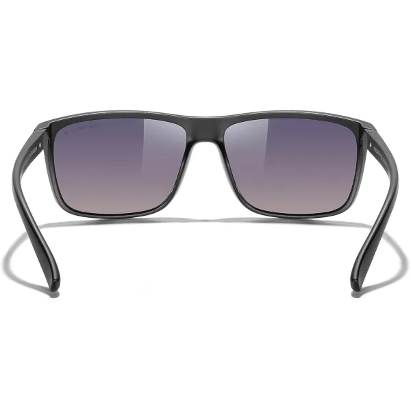 MERRYS Rectangular Polarized Sports Sunglasses for Men Women Cycling Driving Fishing UV400 Protection S8225Matte Black FrameBlack MetalGray Gradient Lens