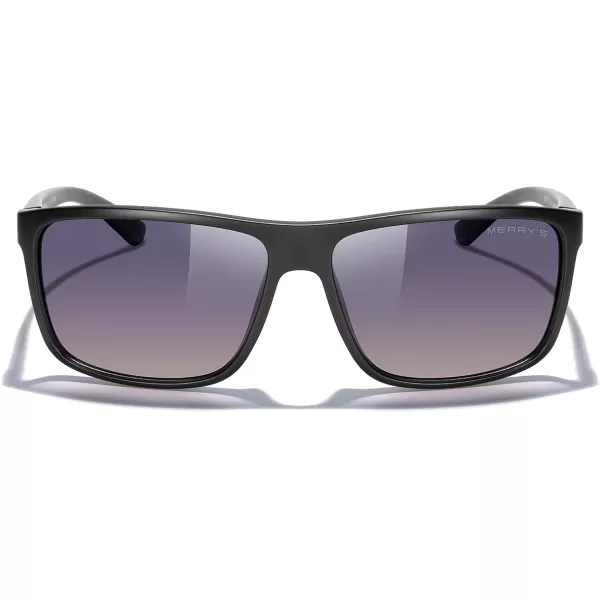 MERRYS Rectangular Polarized Sports Sunglasses for Men Women Cycling Driving Fishing UV400 Protection S8225Matte Black FrameBlack MetalGray Gradient Lens