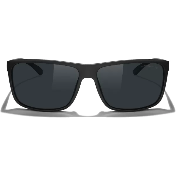 MERRYS Rectangular Polarized Sports Sunglasses for Men Women Cycling Driving Fishing UV400 Protection S8225Matte Black FrameBlack Nylon Polarized Lens