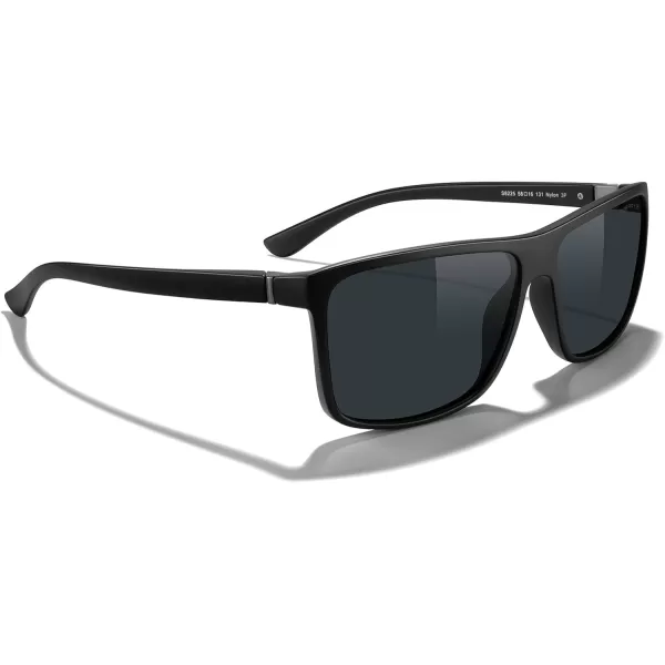 MERRYS Rectangular Polarized Sports Sunglasses for Men Women Cycling Driving Fishing UV400 Protection S8225Matte Black FrameBlack Nylon Polarized Lens