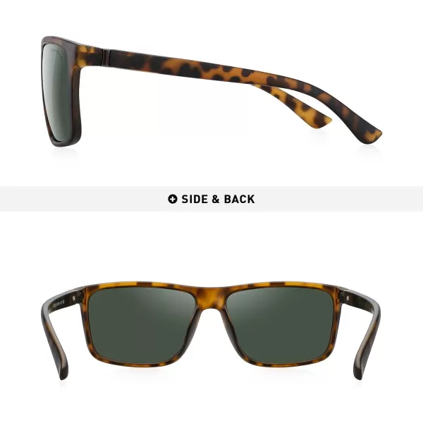 MERRYS Rectangular Polarized Sports Sunglasses for Men Women Cycling Driving Fishing UV400 Protection S8225Matte Leopard FrameBrown MetalG15 Lens