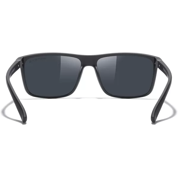 MERRYS Rectangular Polarized Sports Sunglasses for Men Women Cycling Driving Fishing UV400 Protection S8225Rubber Black FrameRubber Black LegsBlack Lens