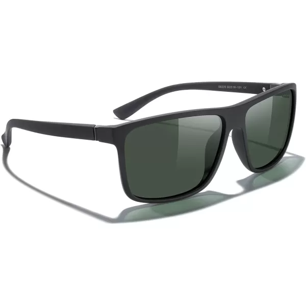 MERRYS Rectangular Polarized Sports Sunglasses for Men Women Cycling Driving Fishing UV400 Protection S8225Rubber Black FrameRubber Black LegsG15 Lens