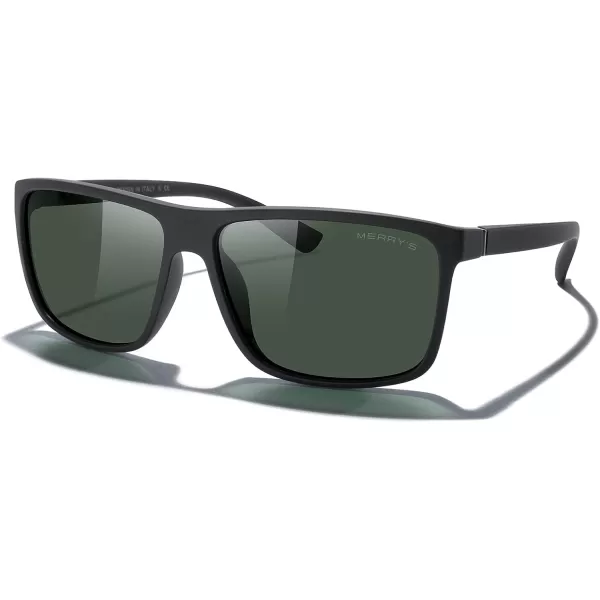 MERRYS Rectangular Polarized Sports Sunglasses for Men Women Cycling Driving Fishing UV400 Protection S8225Rubber Black FrameRubber Black LegsG15 Lens