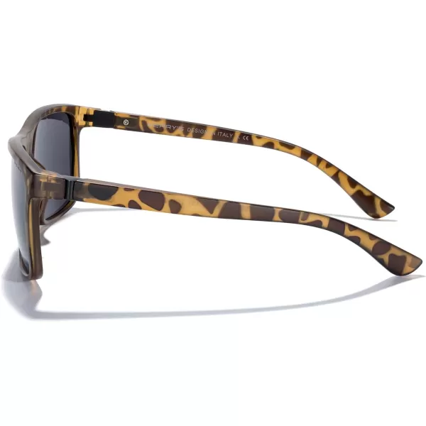 MERRYS Rectangular Polarized Sports Sunglasses for Men Women Cycling Driving Fishing UV400 Protection S8225Tortoise FrameBlack MetalBlack Lens