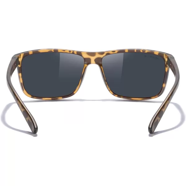 MERRYS Rectangular Polarized Sports Sunglasses for Men Women Cycling Driving Fishing UV400 Protection S8225Tortoise FrameBlack MetalBlack Lens