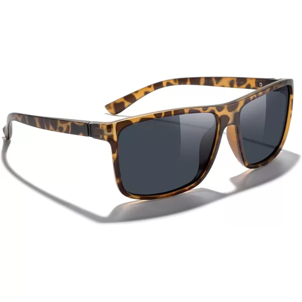 MERRYS Rectangular Polarized Sports Sunglasses for Men Women Cycling Driving Fishing UV400 Protection S8225Tortoise FrameBlack MetalBlack Lens