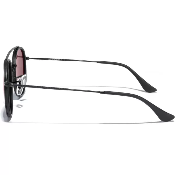 MERRYS Retro Round Polarized Sunglasses  Unisex Double Bridge Sun GlassesMatte Black FrameMatte Black BridgeBlue Mirror Lens