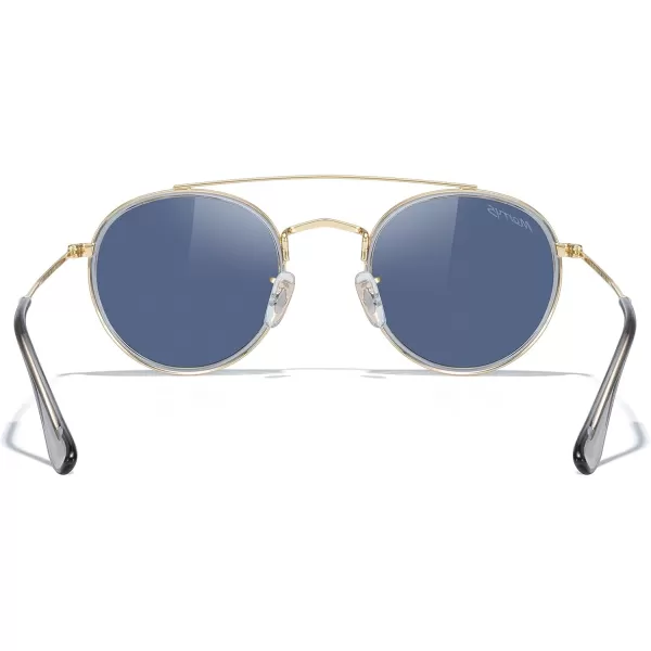 MERRYS Retro Round Polarized Sunglasses  Unisex Double Bridge Sun GlassesTra Gray FrameGold BridgeBlue Lens