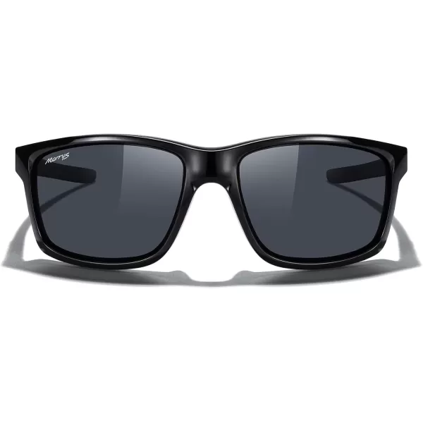 MERRYS Sports Polarized Sunglasses For Men Women Cycling Running Driving Golf Fishing UV400 Protection S9266Black FrameBlack Polarized Lens