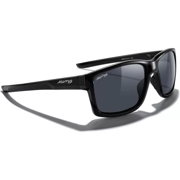 MERRYS Sports Polarized Sunglasses For Men Women Cycling Running Driving Golf Fishing UV400 Protection S9266Black FrameBlack Polarized Lens