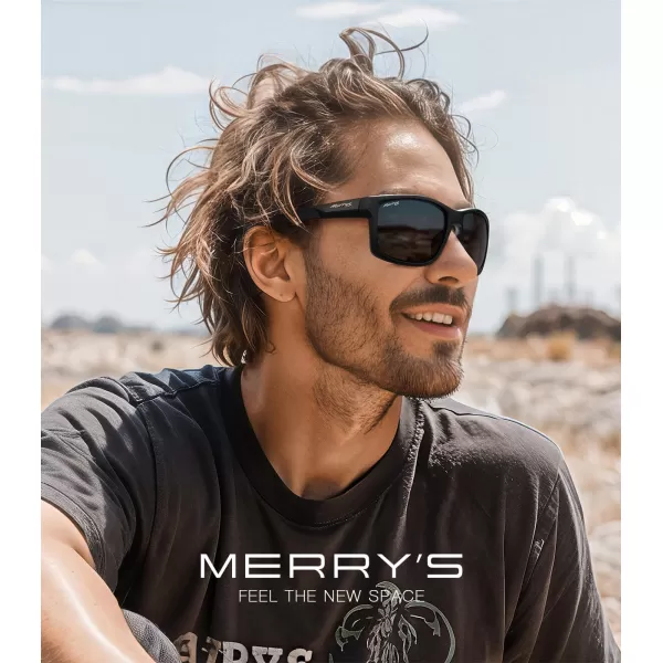 MERRYS Sports Polarized Sunglasses For Men Women Cycling Running Driving Golf Fishing UV400 Protection S9266Black FrameBlack Polarized Lens