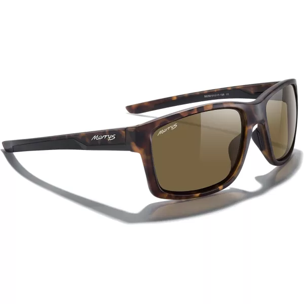 MERRYS Sports Polarized Sunglasses For Men Women Cycling Running Driving Golf Fishing UV400 Protection S9266Leopard FrameBrown Polarized Lens