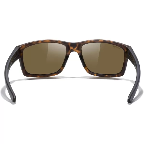MERRYS Sports Polarized Sunglasses For Men Women Cycling Running Driving Golf Fishing UV400 Protection S9266Leopard FrameBrown Polarized Lens