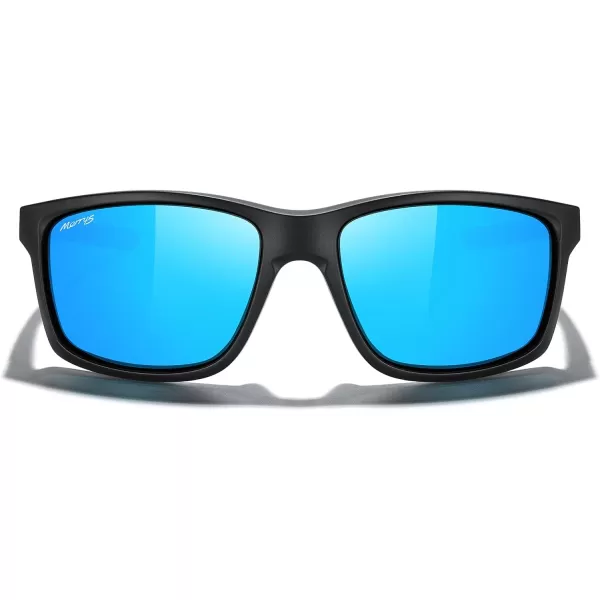 MERRYS Sports Polarized Sunglasses For Men Women Cycling Running Driving Golf Fishing UV400 Protection S9266Matte Black FrameBlue Mirror Polarized Lens