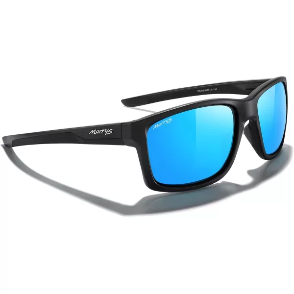 MERRYS Sports Polarized Sunglasses For Men Women Cycling Running Driving Golf Fishing UV400 Protection S9266Matte Black FrameBlue Mirror Polarized Lens