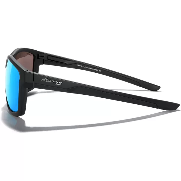 MERRYS Sports Polarized Sunglasses For Men Women Cycling Running Driving Golf Fishing UV400 Protection S9266Matte Black FrameBlue Mirror Polarized Lens