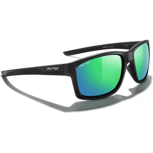 MERRYS Sports Polarized Sunglasses For Men Women Cycling Running Driving Golf Fishing UV400 Protection S9266Matte Black FrameGreen Mirror Polarized Lens