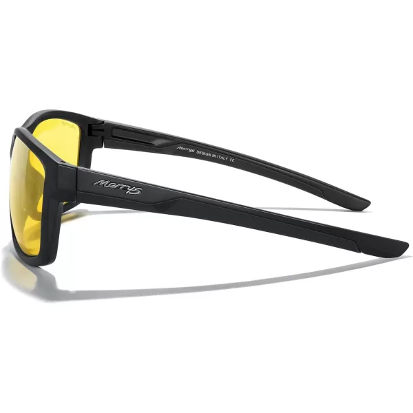MERRYS Sports Polarized Sunglasses For Men Women Cycling Running Driving Golf Fishing UV400 Protection S9266Matte Black FrameNight Vision Lens
