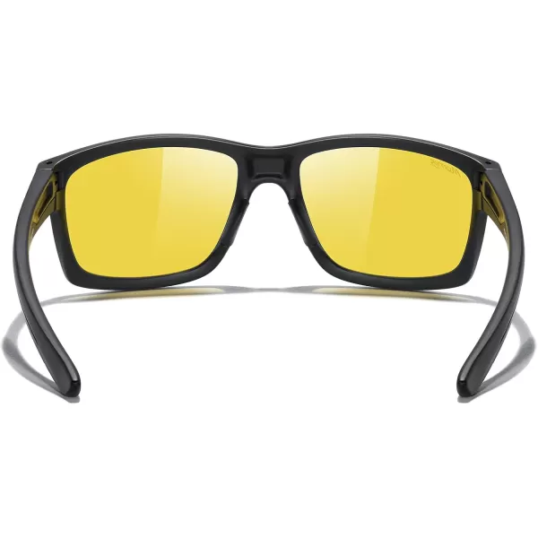 MERRYS Sports Polarized Sunglasses For Men Women Cycling Running Driving Golf Fishing UV400 Protection S9266Matte Black FrameNight Vision Lens
