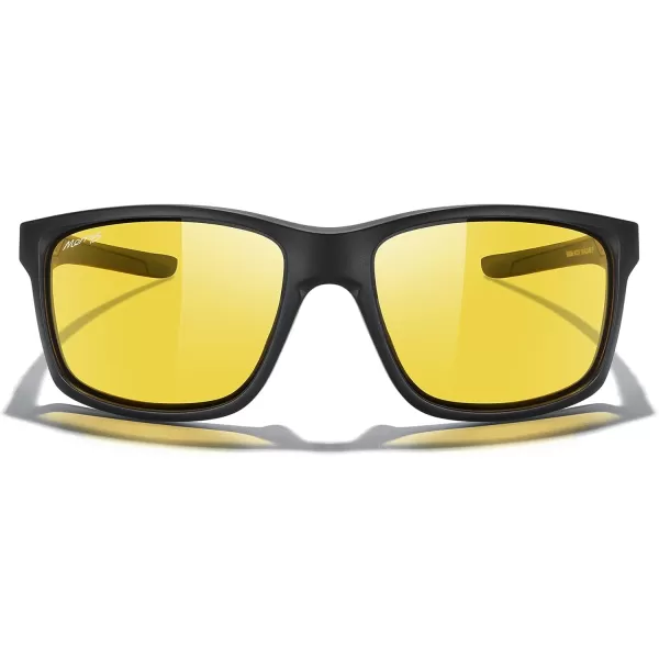 MERRYS Sports Polarized Sunglasses For Men Women Cycling Running Driving Golf Fishing UV400 Protection S9266Matte Black FrameNight Vision Lens
