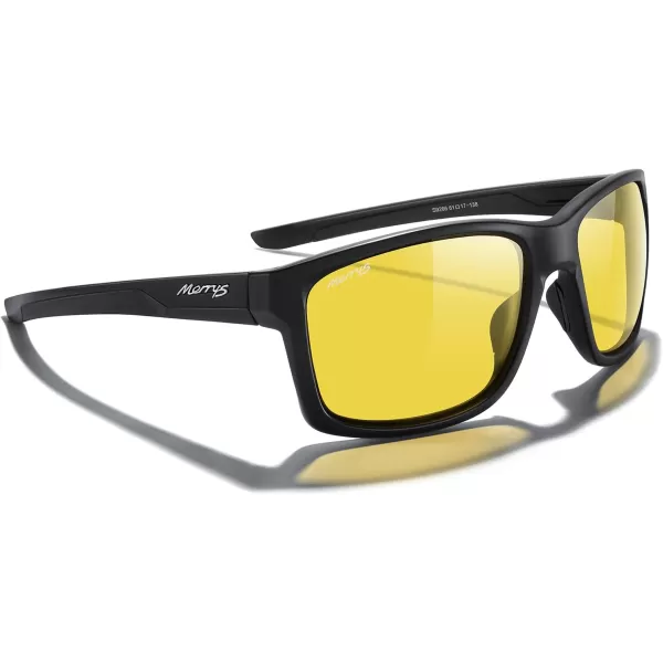 MERRYS Sports Polarized Sunglasses For Men Women Cycling Running Driving Golf Fishing UV400 Protection S9266Matte Black FrameNight Vision Lens